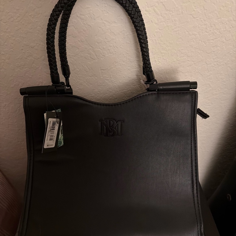 Badgley Mischka Black Tote with Braided Handles